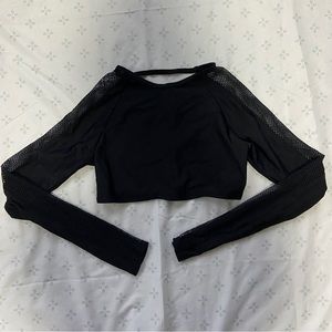 Forever 21 Cropped Workout Top Open Crossed Back Long Sleeve